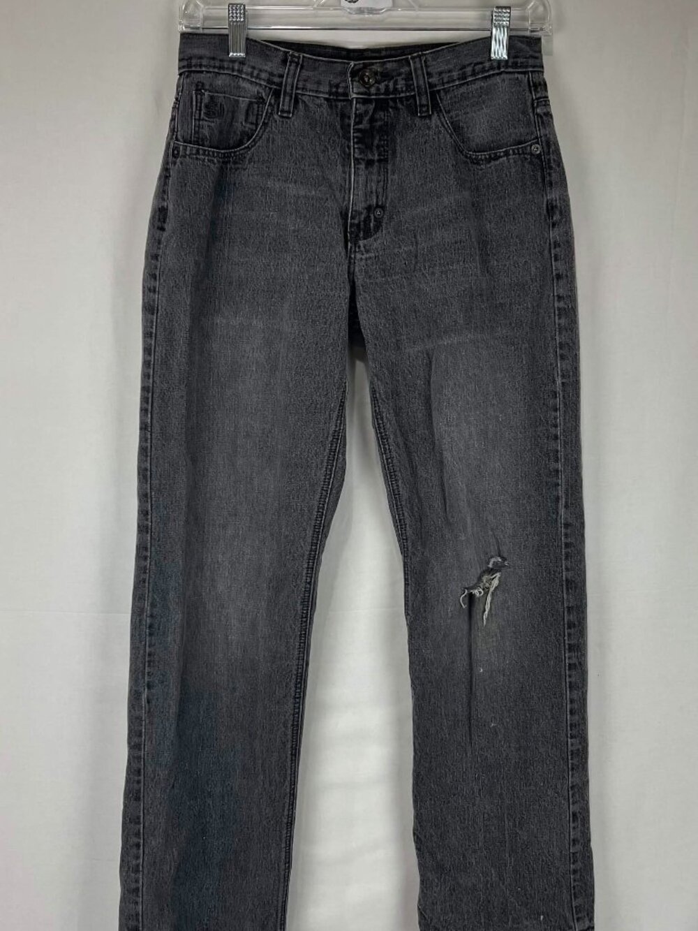 GUC Sean John Jeans Boys Dark Gray Distressed Straight Leg Denim Pants Size 16